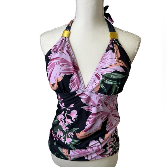 B2PRITY women’s floral halter style modest tankini top size large NWT - Picture 2 of 10